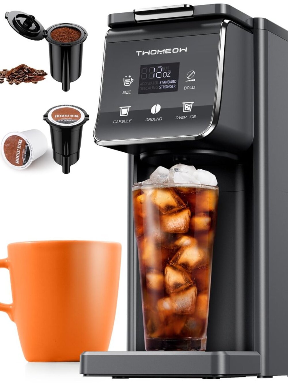 New TWOMEOW K Cup Coffee Maker With Bold Setting, Single Serve Hot & Iced Coffee